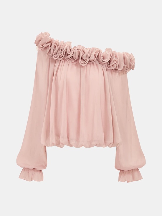 Commense Tops - 214 Off-Shoulder Ruffle Puffed Sleeve Blouse